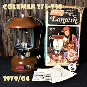 コールマン 275-710 1979年4月製造 ブラウン ツーマントル ランタン COLEMAN ビンテージ 隠れた名品 使用少ない美品 リプレイスメントグローブ 箱 取扱説明書付き