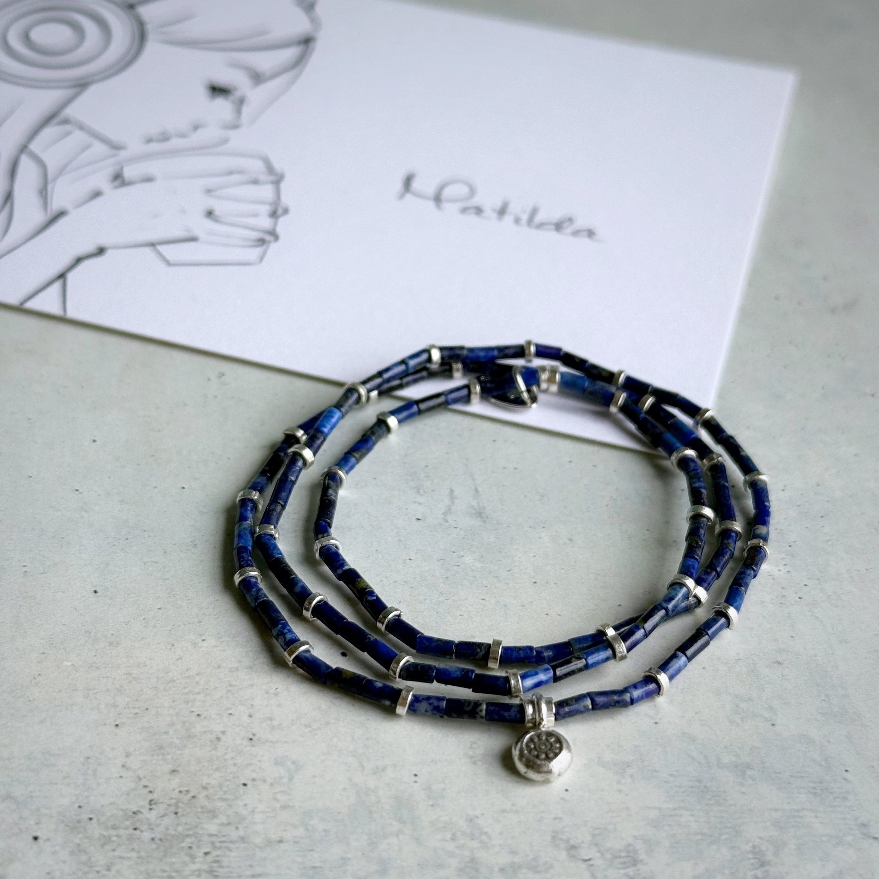 【再販】2way bracelet(ラピスラズリ×カレンシルバー)