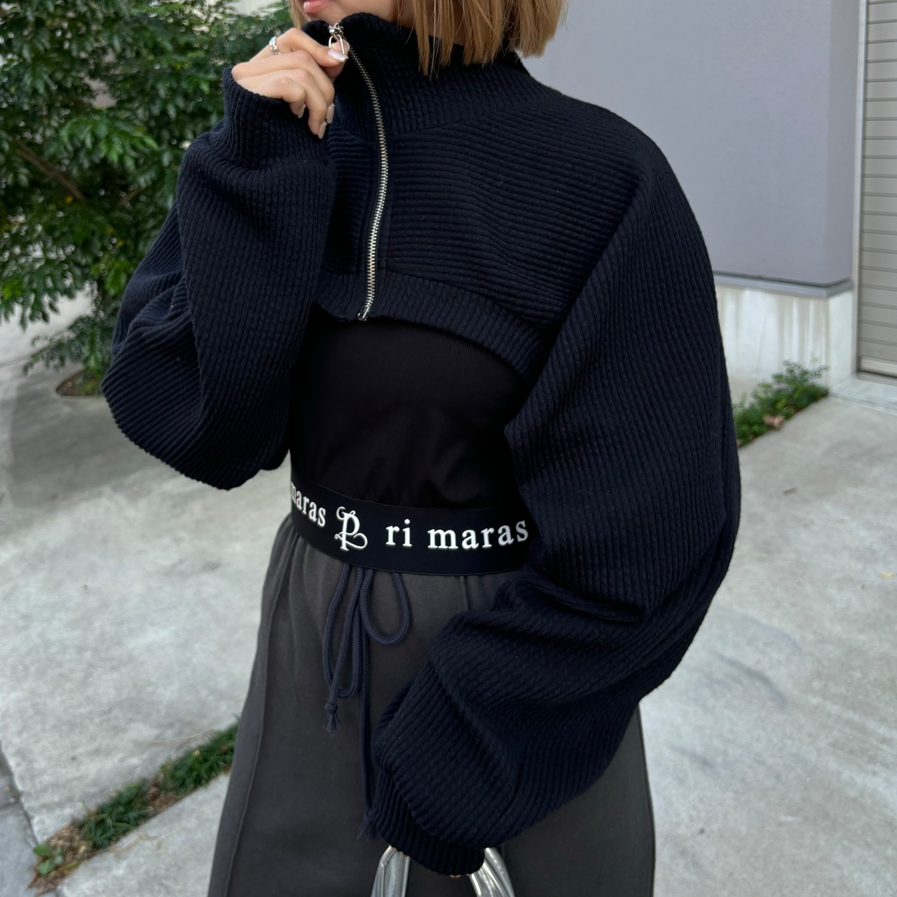 zipup fleece layer tops／black
