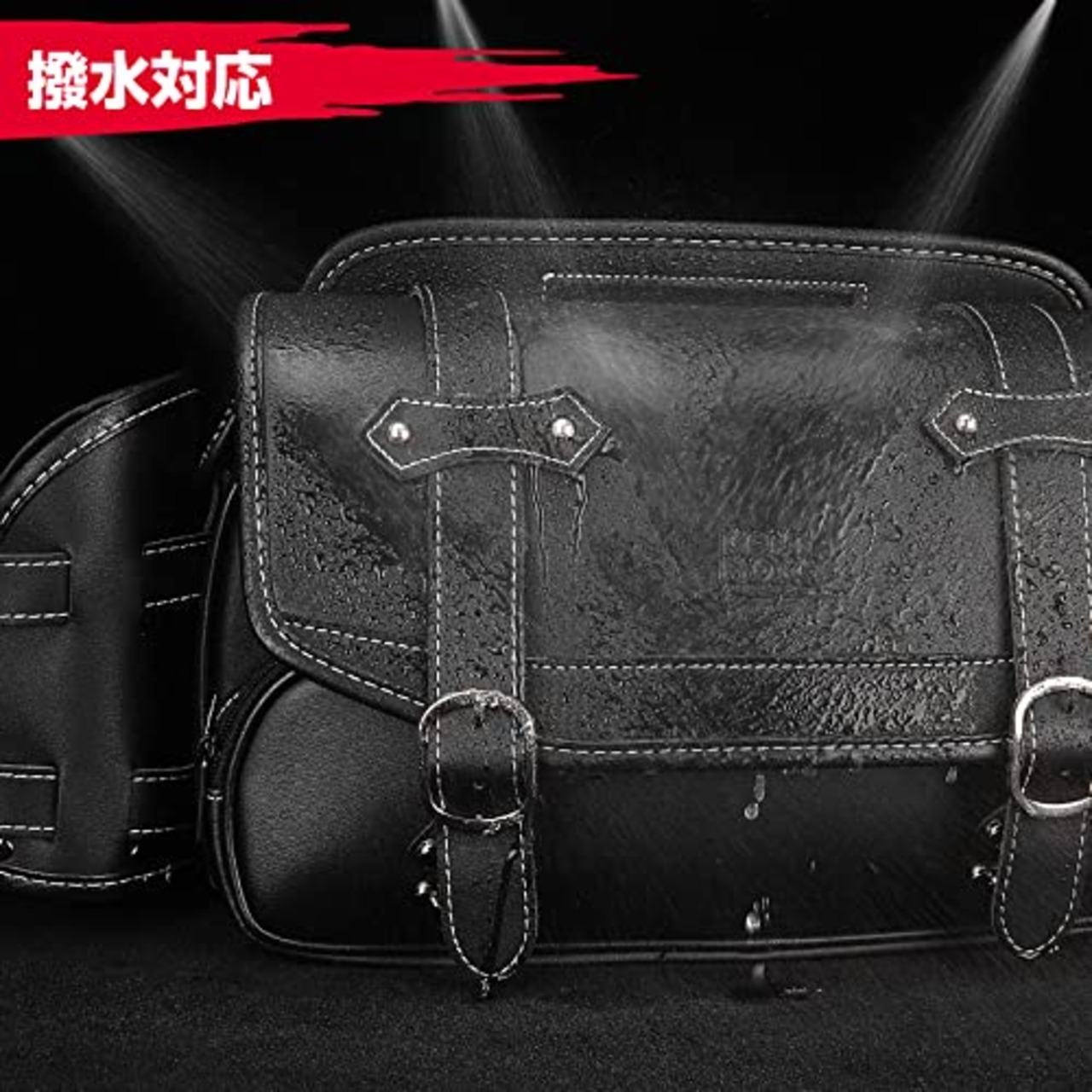 KEMIMOTO サイドバッグ 9L マフラー対応 干渉なし バイク用 サドルバッグ レブル250 汎用 バック 防撥水 ドリンクホルダー付属 金具防錆 小物収納 ブラック KM301