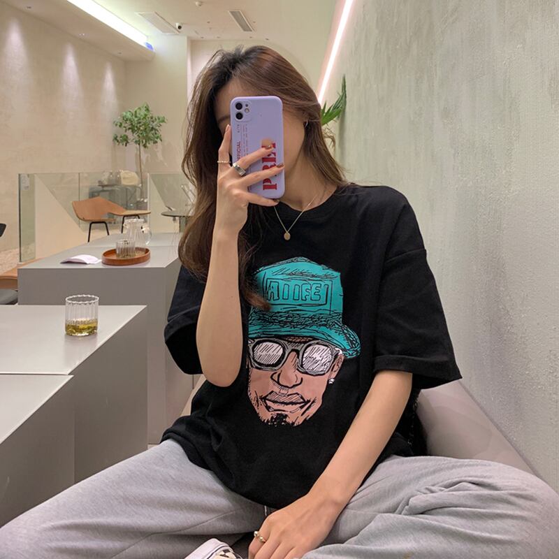 スタンダードブラックTシャツ サマールーズ レトロ 夏物 試着室63026088098