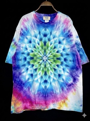 タイダイ Tie-dye ビッグシルエット Tシャツ Lサイズ 曼荼羅 カラフル ムラ染め Hippies Dye HD25-56