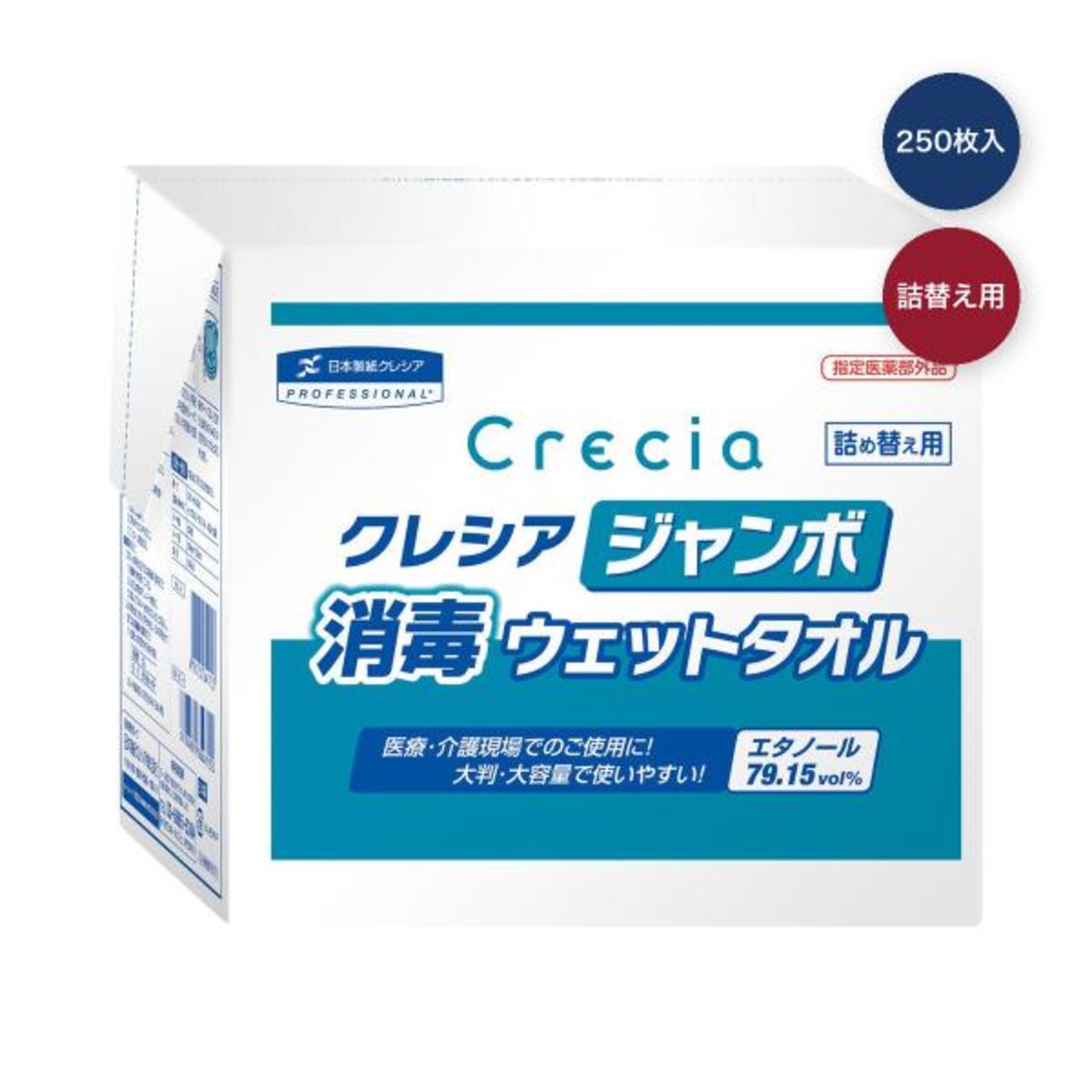 【2セット】クレシア ジャンボ消毒詰め替え 250枚