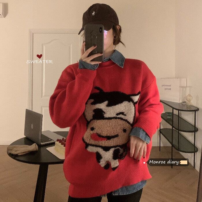 レッドセーター ルーズニット スタイルトップス オータム 秋物 ウィンター 冬物 モンロー66030235005