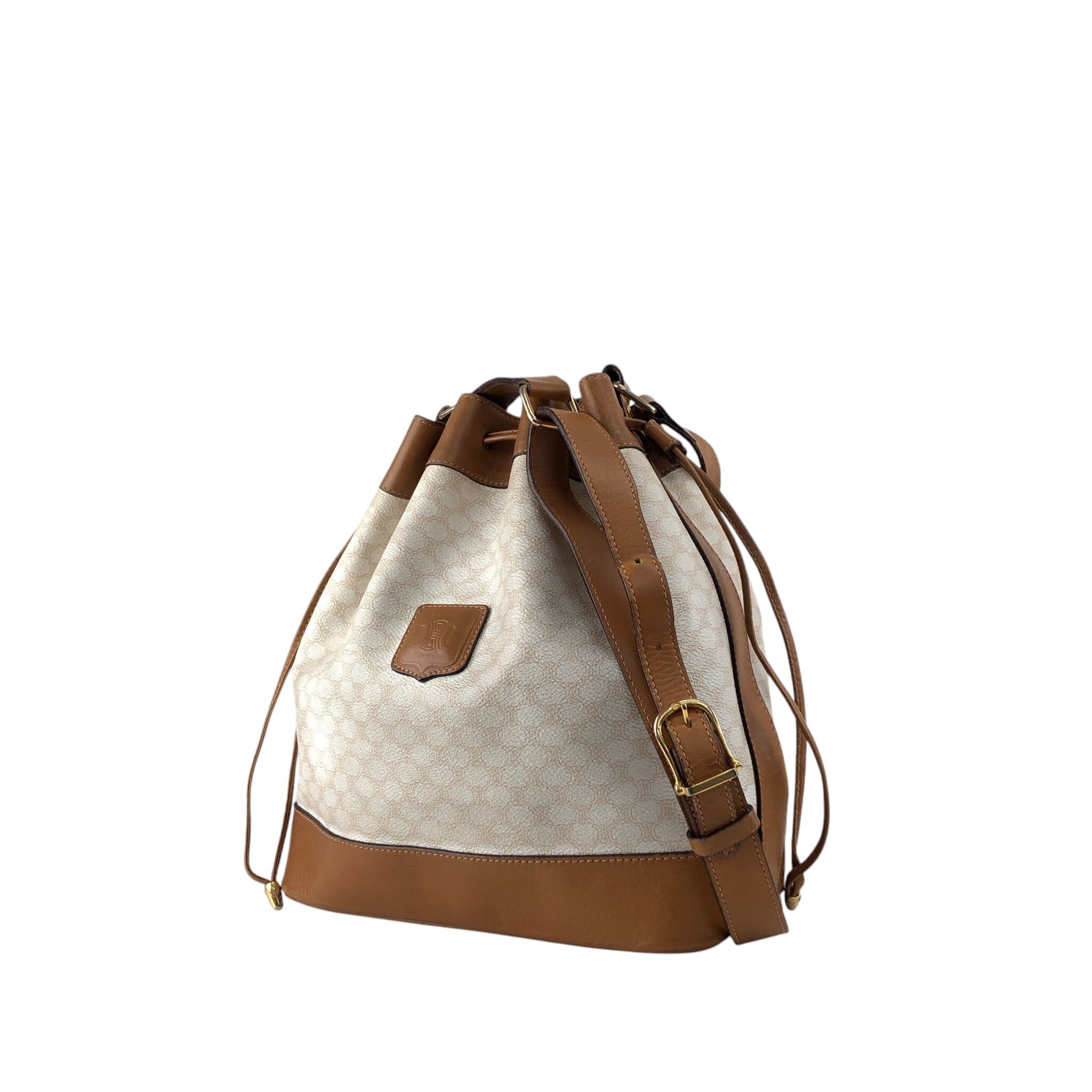 CELINE セリーヌ マカダム ショルダーバッグ ホワイト ブラゾン型押し