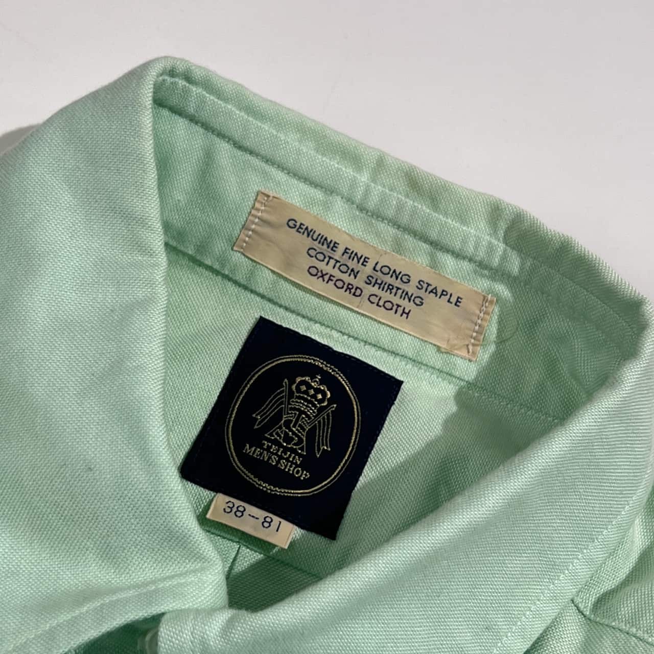 TEIJIN MEN'S SHOP テイジンメンズショップ  BD ボタンダウン オックスフォード 長袖 ワイシャツ ドレスシャツ 38-81 /ミントグリーン系 メンズ