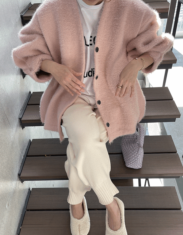 【23aw】Cashmere Over-fit Cardigan_Pink