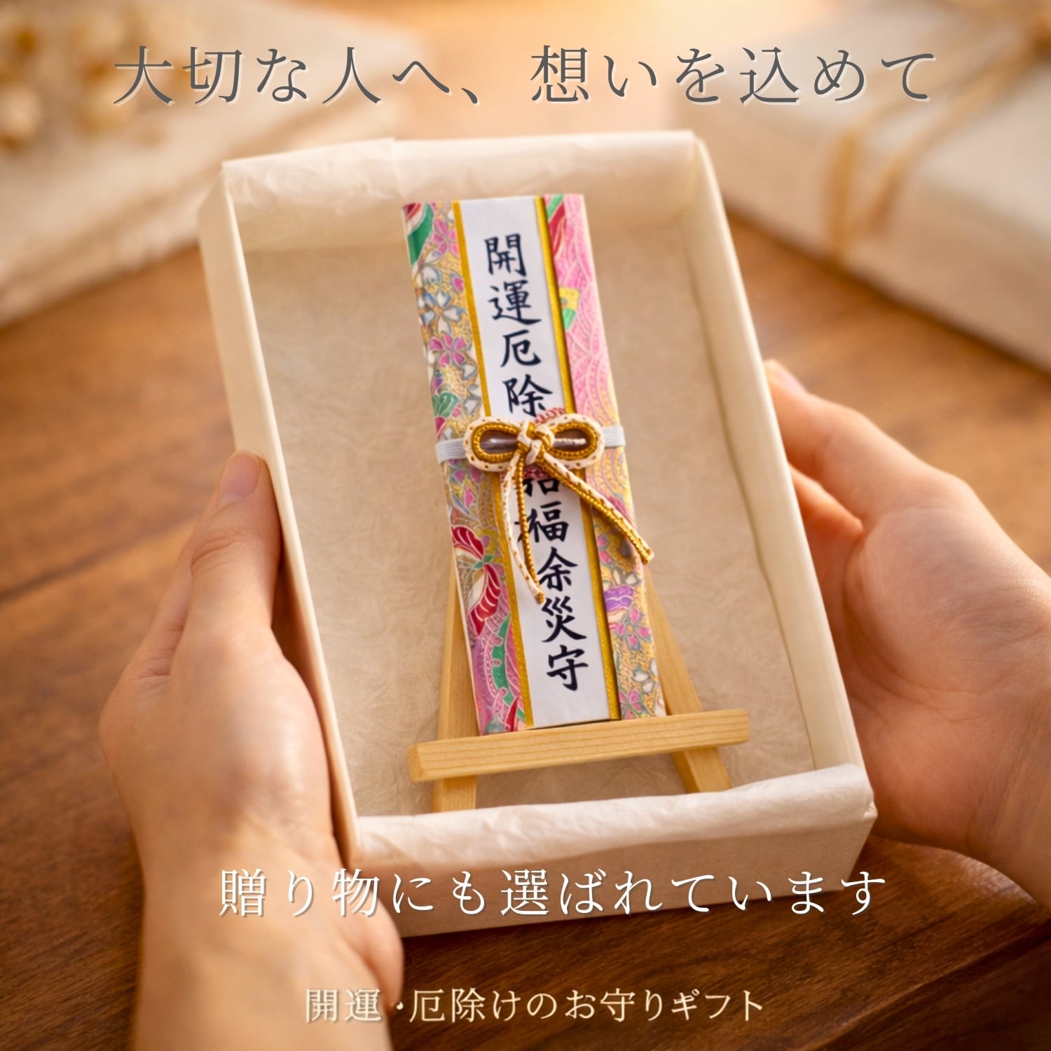 厄除開運！金運！そのまま祀れます。台座付き春日大社　木札お守り護符　商売繁盛 開運厄除け 木札お守り スタンド付き 卓上型 4寸 招福 除災 玄関