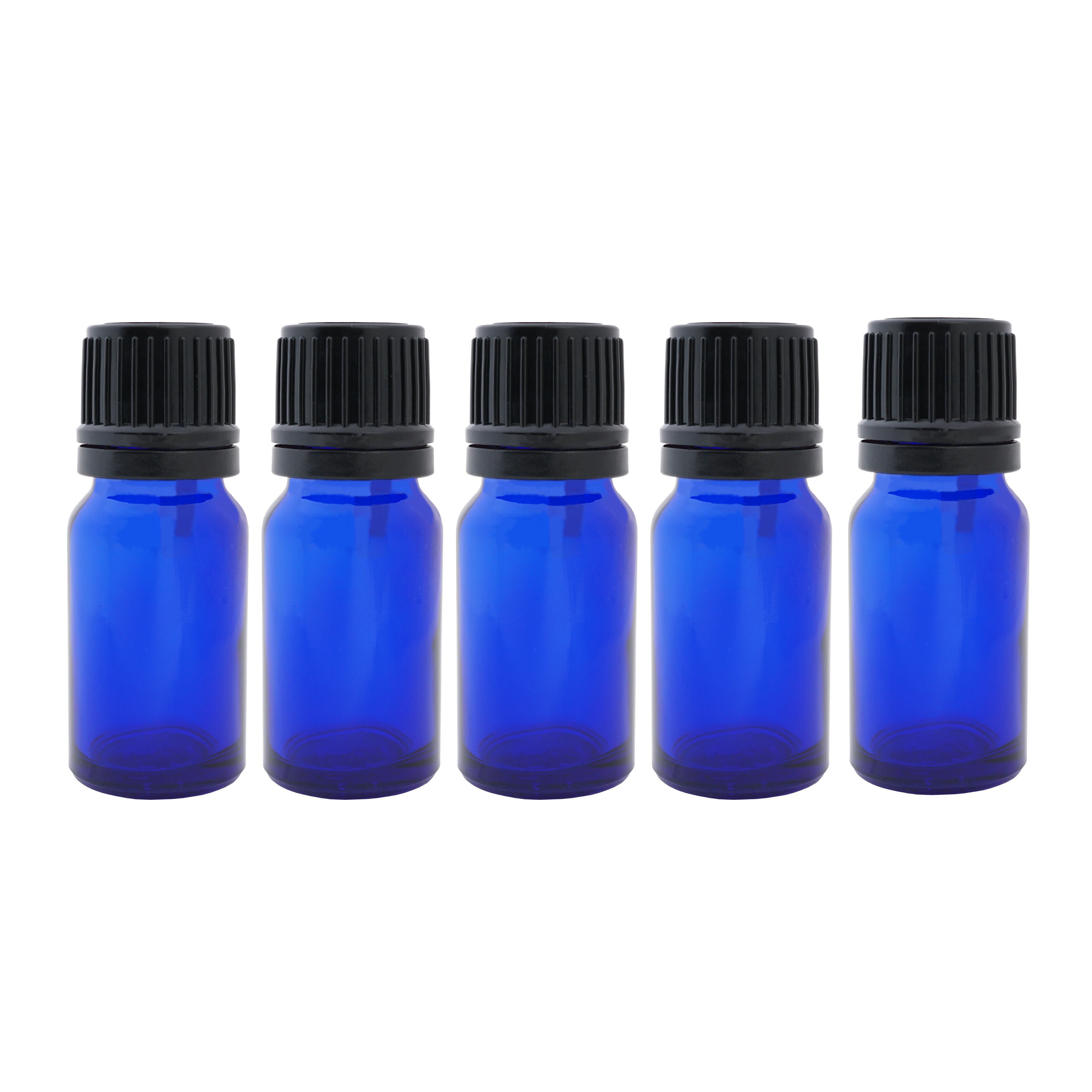 25ml 耐熱目盛りガラス瓶 青いキャップ 10個セット 遮光瓶 10ml × 5本（ドロッパーキャップ付き） | 【通販ショップ
