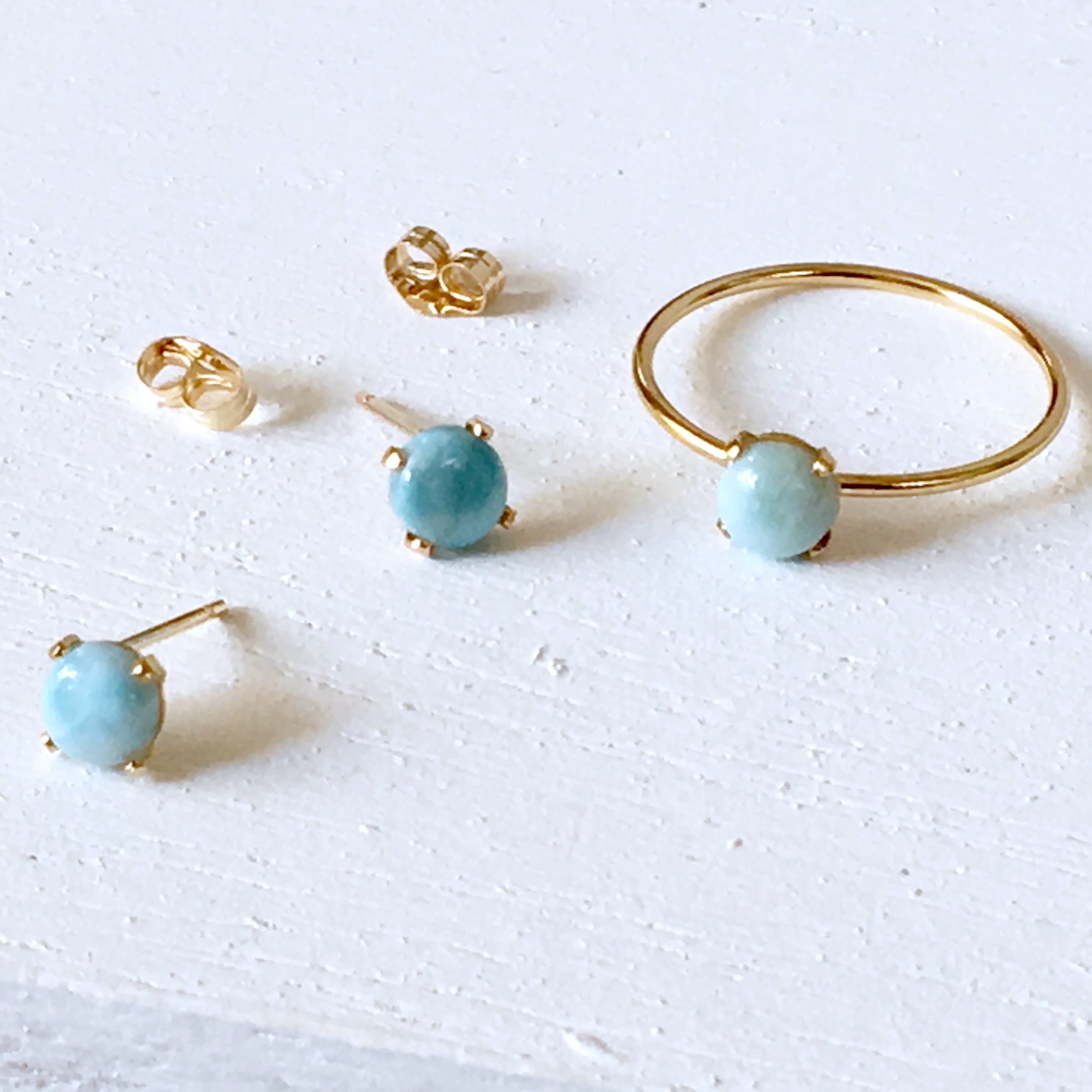 14kgf天然石ラリマーピアス】 | Anemoon handmade jewelry