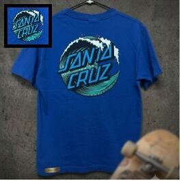 90s NHSタグ】SANTA CRUZ “Wave Dot” Logo S/S T-Shirt / Blue