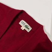 70s 80s CHEMISE LACOSTE ラコステ 文字ワニ ウールニット カーディガン 3 /K-OS-7107/ビンテージ/ボルドー系