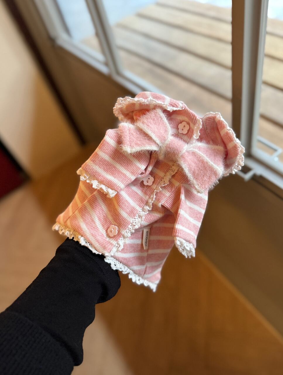 予約【SICGGU】Pink Wendy Ribbon Cardigan