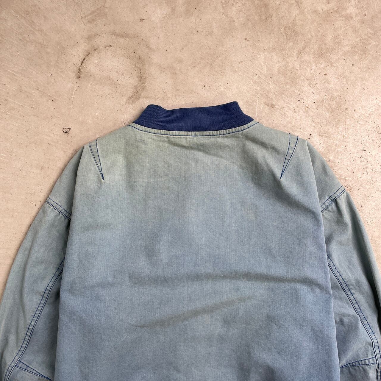 USA製90s vintageダックジャケットバック刺繍ロゴ鬼フェードブラックM