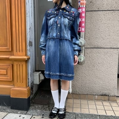 Dsquared2 ディースクエアード 刺繍デニムワンピース size40 【表参道 