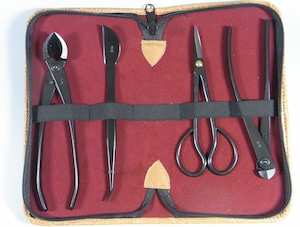 盆栽道具 4点セット No.173 (No.3A,No.35A,,No.22A,No.59,道具ケース小) 兼進 Bonsai Tool Set Kaneshin