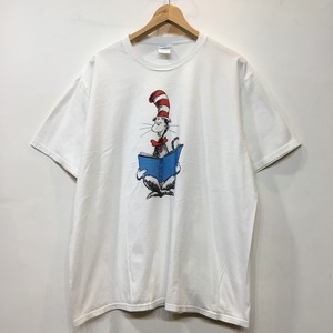 THE CAT IN THE HAT Dr. Seuss ドクタースース キャラTシャツ 白Tシャツ プリントTシャツ 半袖Tシャツ 古着 gr-176