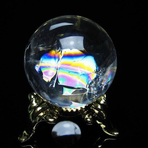 アイリスクォーツ 水晶 丸玉 虹入り 25mm スフィア 置物 水晶玉 一点物 141-7033