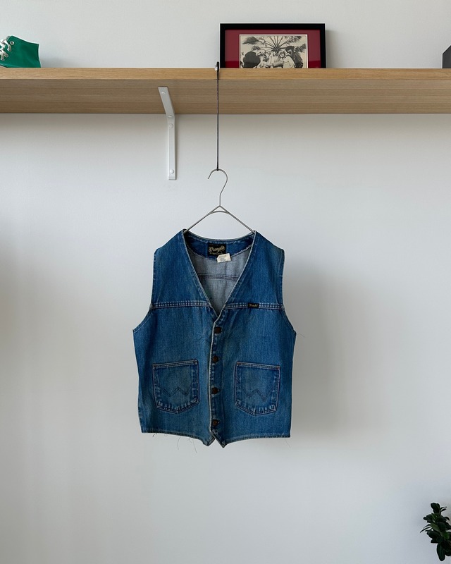 -Wrangler- Vintage 70s M Denim Vest made in USA