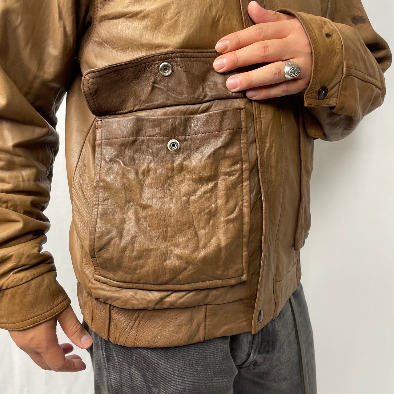 80年代 LONDON FOG ロンドンフォグ レザーブルゾン スポーツジャケット 