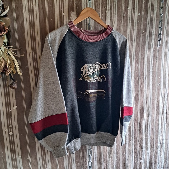 "Big Stone's" イタリア製 クレイジーパターン プリントスウェット used [510065]