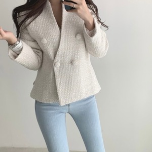 ツイードダブル長袖ショートコート A0270