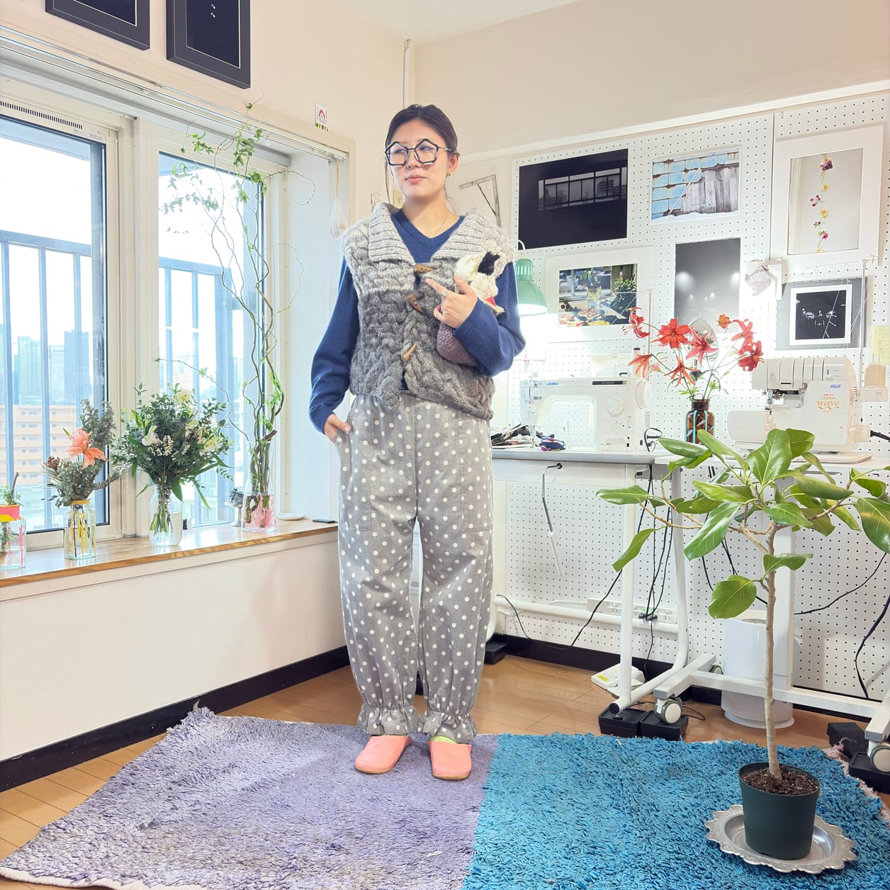 細うねドットコーデュロイ　ドロワーズ