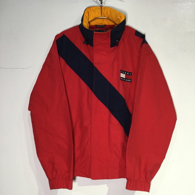 『送料無料』90s TOMMY HILFIGER セーリングジャケット L 赤 ブルゾン