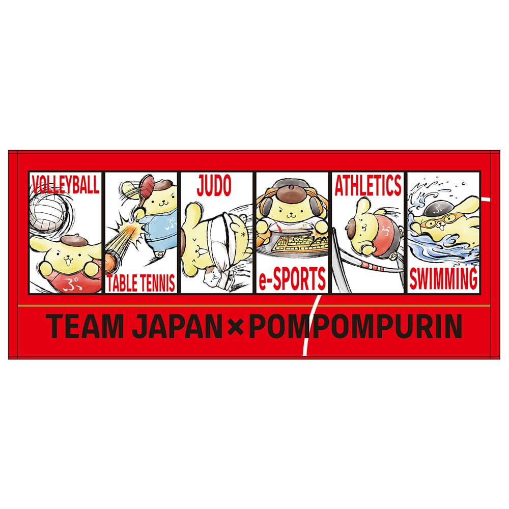 TEAM JAPAN×ポムポムプリン フェイスタオル 集合