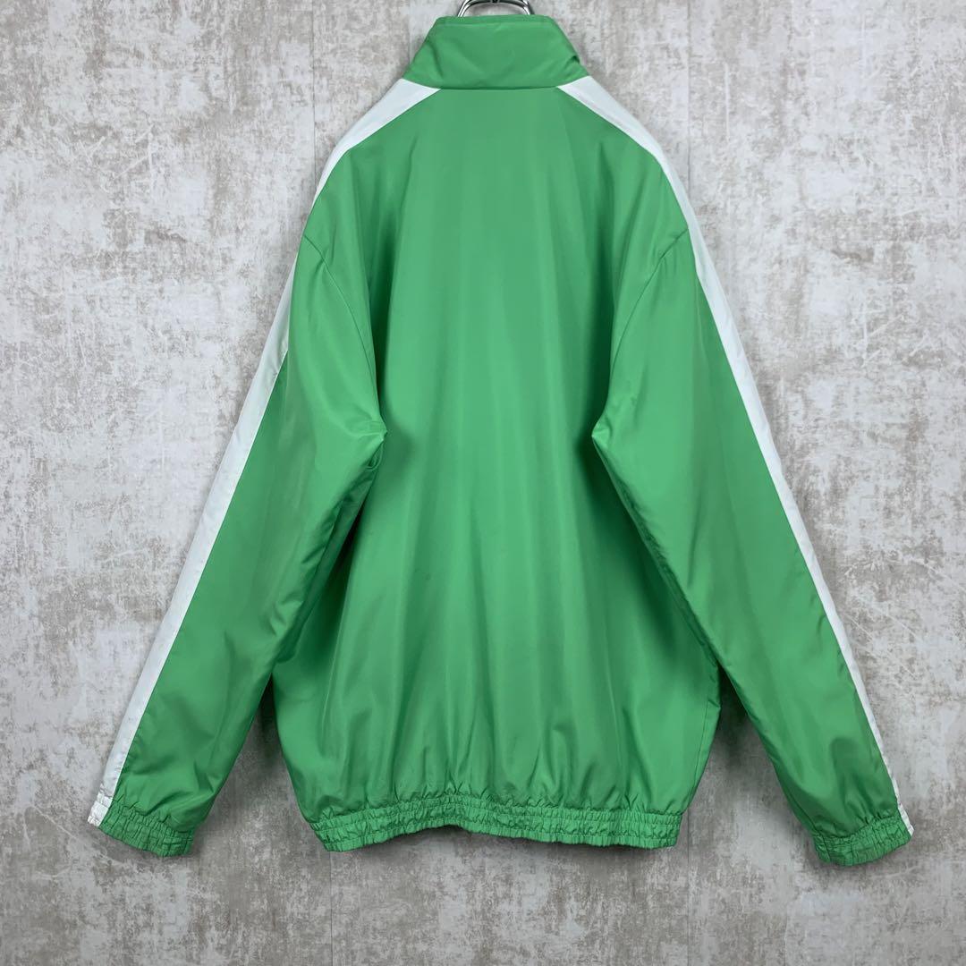 アディダス　ナイロンジャケット　グリーン緑　ビッグプリント　チームジャージ　刺繍