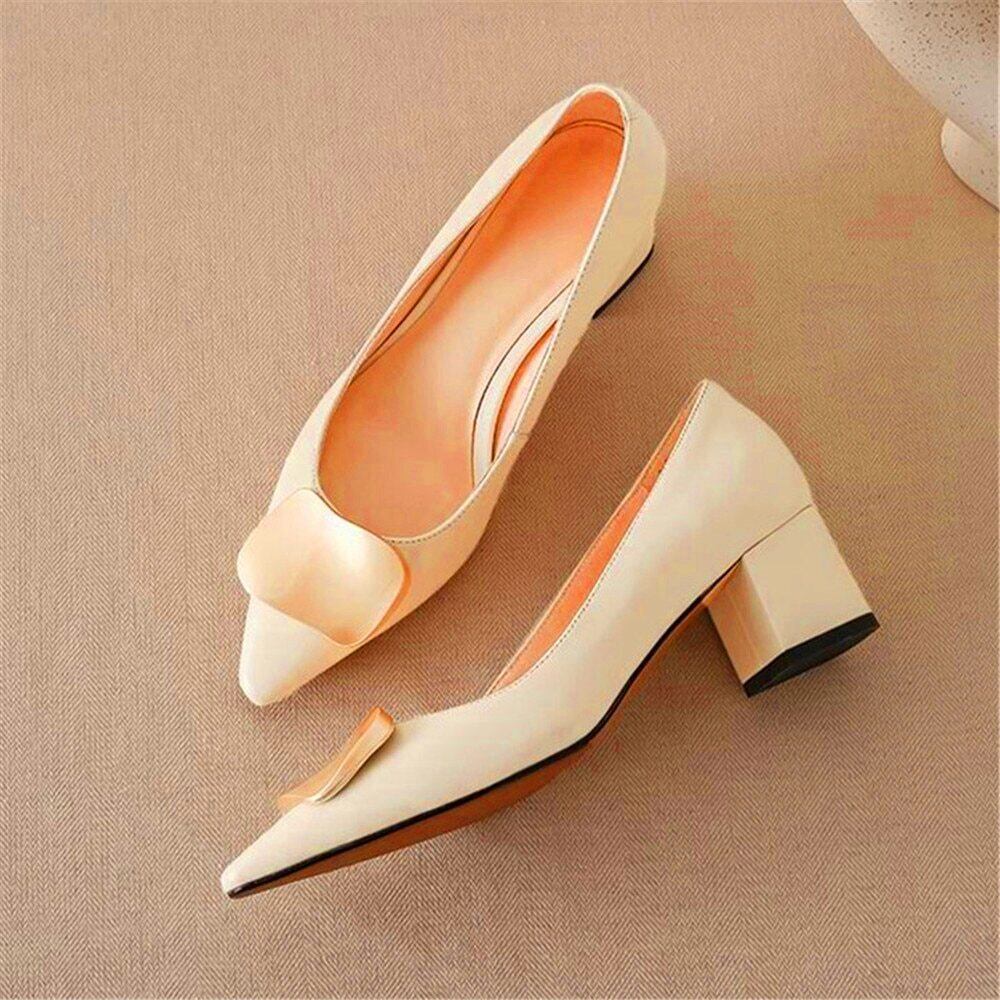 【新作】【送料無料】 セクシーな女性は、マルハイヒールの春と秋の女性で厚いつま先のハイヒールのファッションアクセサリーの装飾を面取りしました 靴 シューズ スプリング 春物 オータム 秋物 10b357421903799