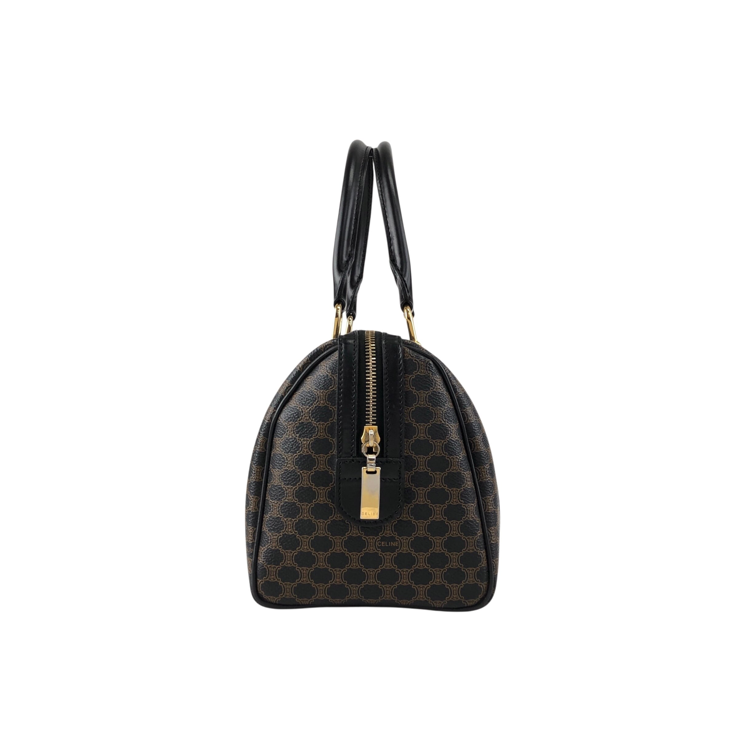 CELINE セリーヌ マカダム ボストンバッグ ブラック PVCレザー vintage