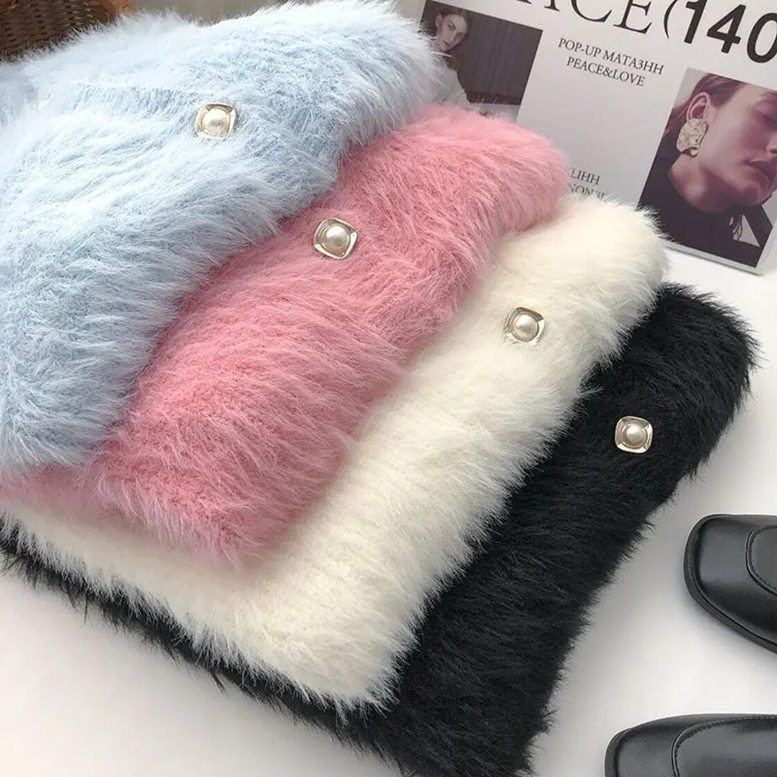 ミンクカシミヤキャミソール女性のための、フリースショートトップス 