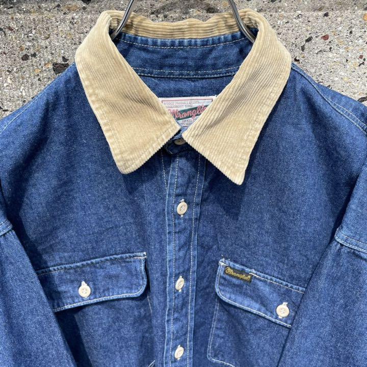 Lサイズ】Wrangler ラングラー 90's オーバーサイズ デニムシャツ 襟