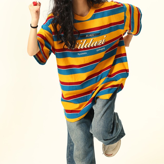 colorful border logo tee　カラフルボーダーロゴティー　J0085