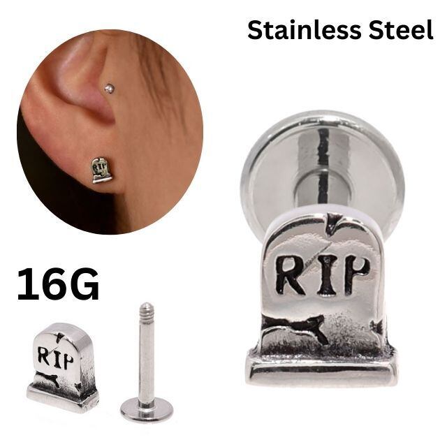 金属アレルギー対応 羽根ピアス 蛇ピアス 18G 16G ゴールド チタン