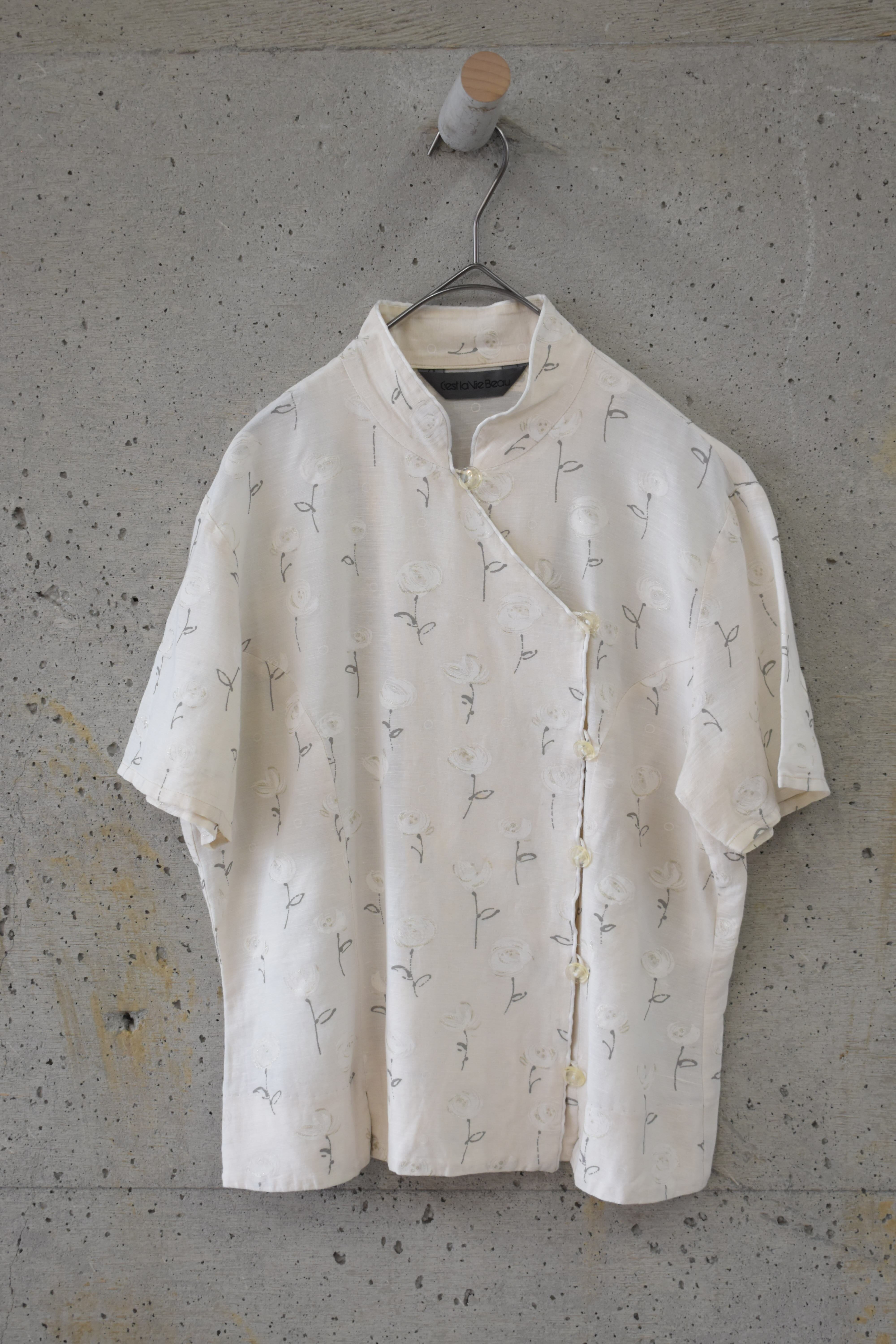 Floral short-sleeve Chinese-style top