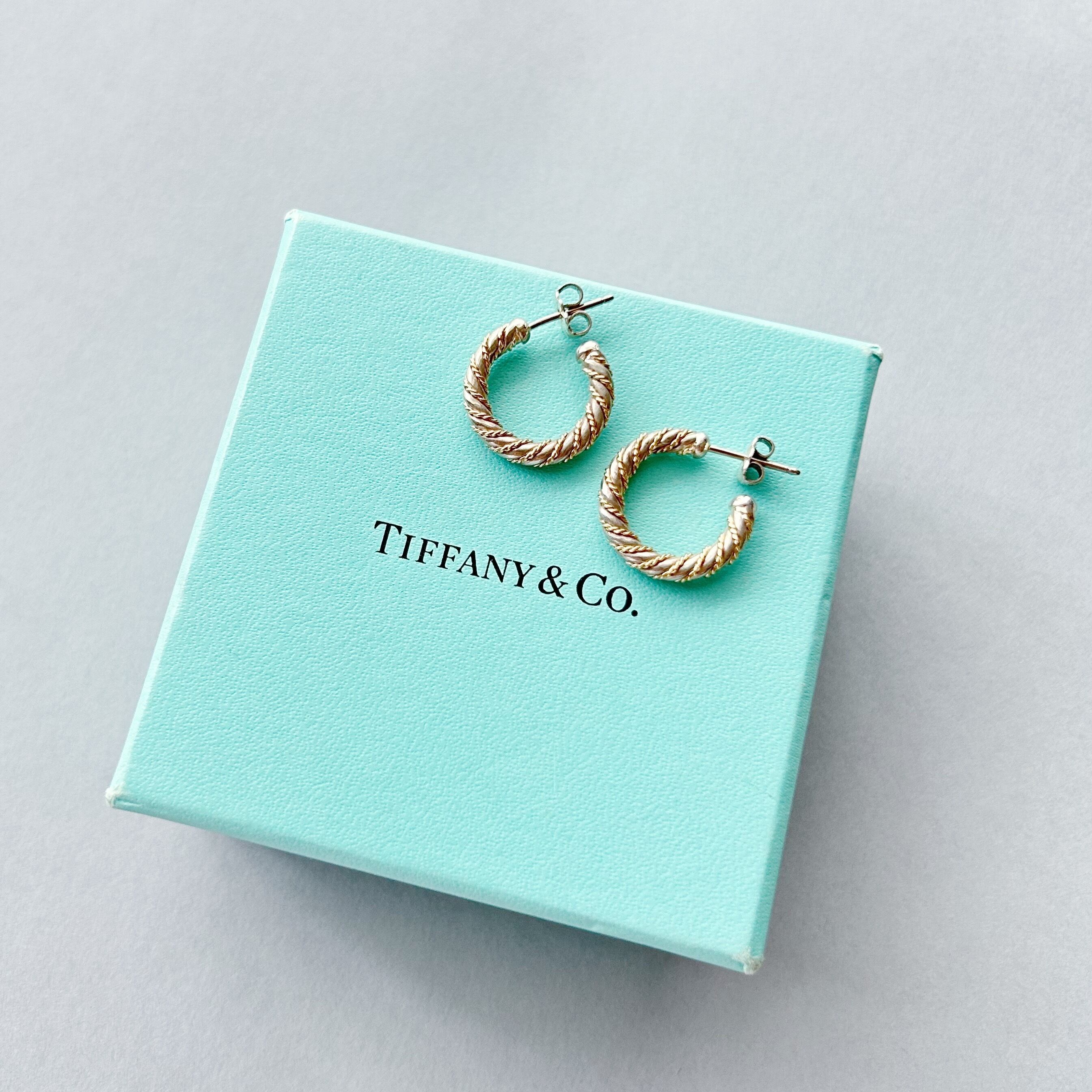 T6172】Tiffany &Co. twist hoop pierce/silver925,K18/ティファニー  