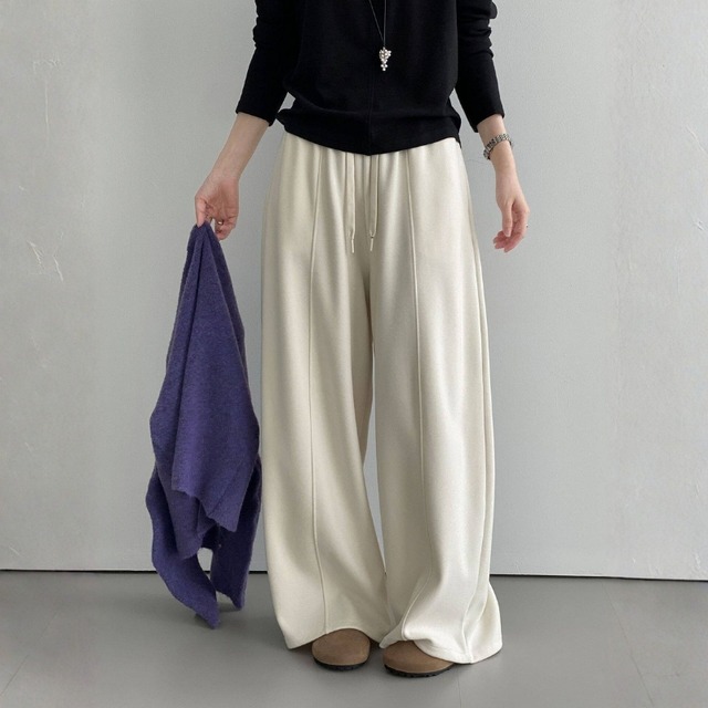 Drawstring Center Seam Wide Pants ◆3color　204784