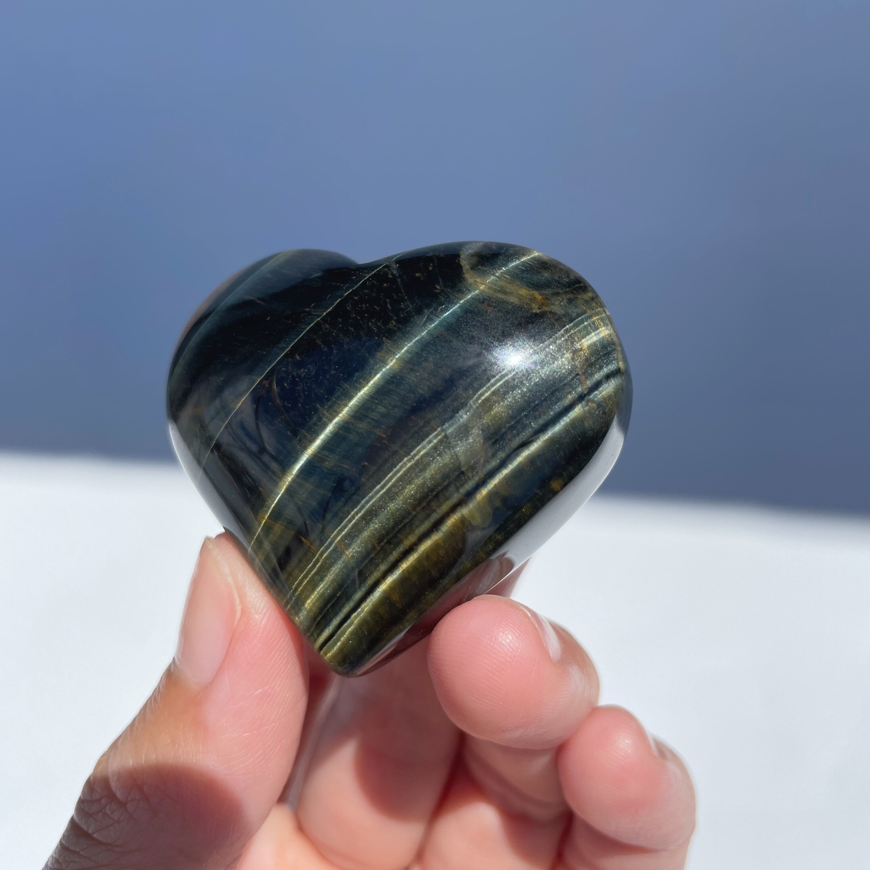 ブルータイガーアイ ハート02◇Blue Tiger's eye◇天然石・鉱物