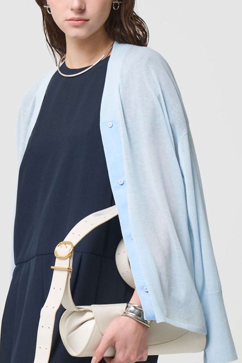 残りわずか Breathable Cotton Cardigan - BLUE | seven dot - ライフ