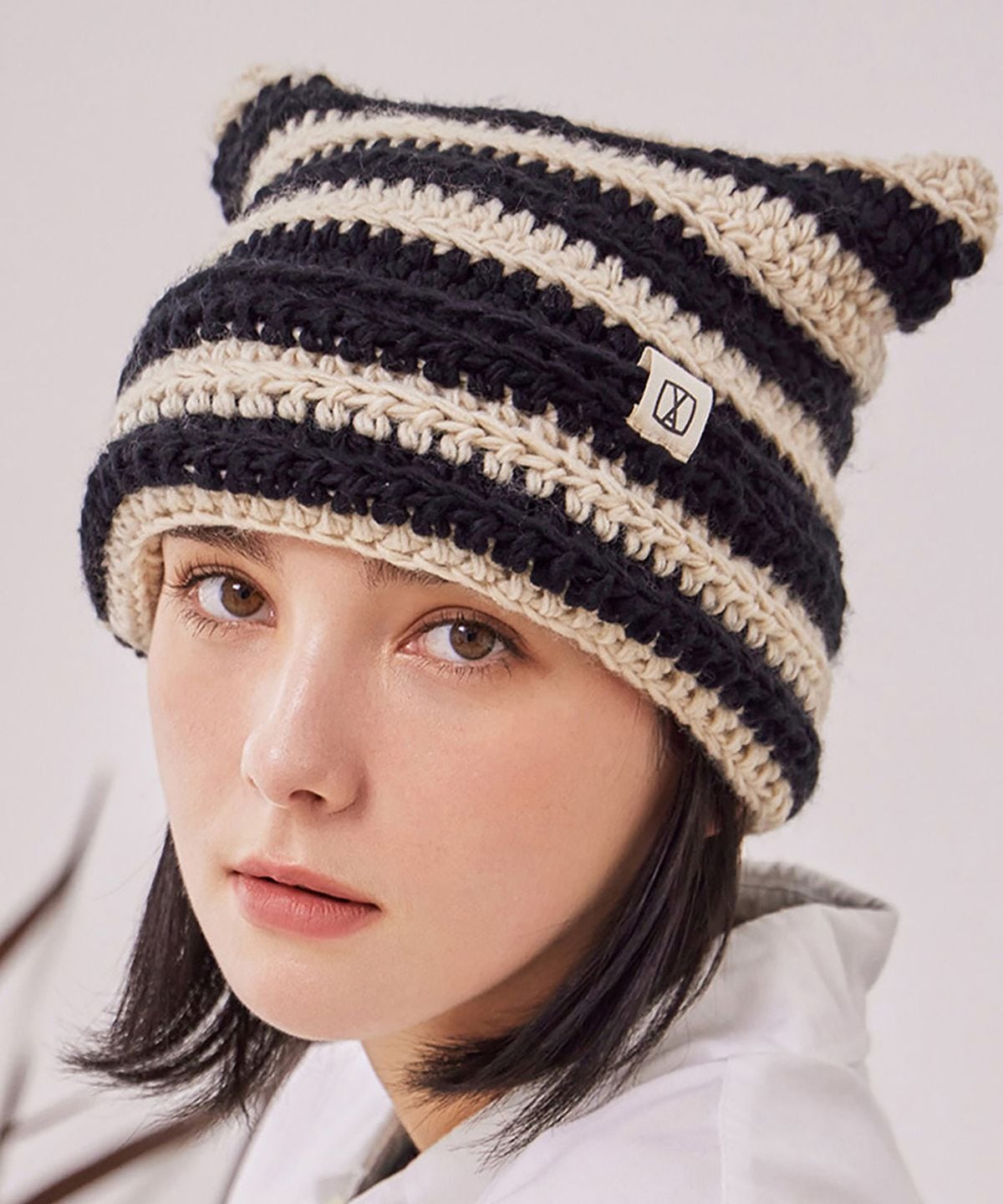 ☆RIIZE ソヒ 着用！！【VARZAR】Square Label Stripe Crochet Beanie