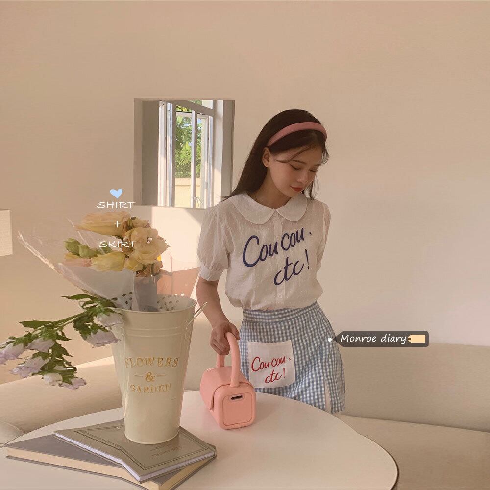 ホワイトカラーショートシャツ 薄手サマートップス 大人ガーリー スウィート キュート カジュアル 夏物 モンロー29412051457