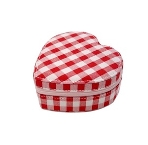 JB430R:Gingham Love Heart Jewellery Box-RED