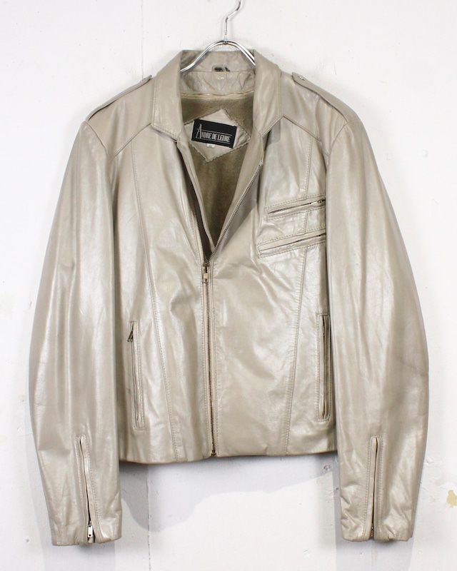 【Caka act2】“完品” Pearl White Vintage Riders Jacket