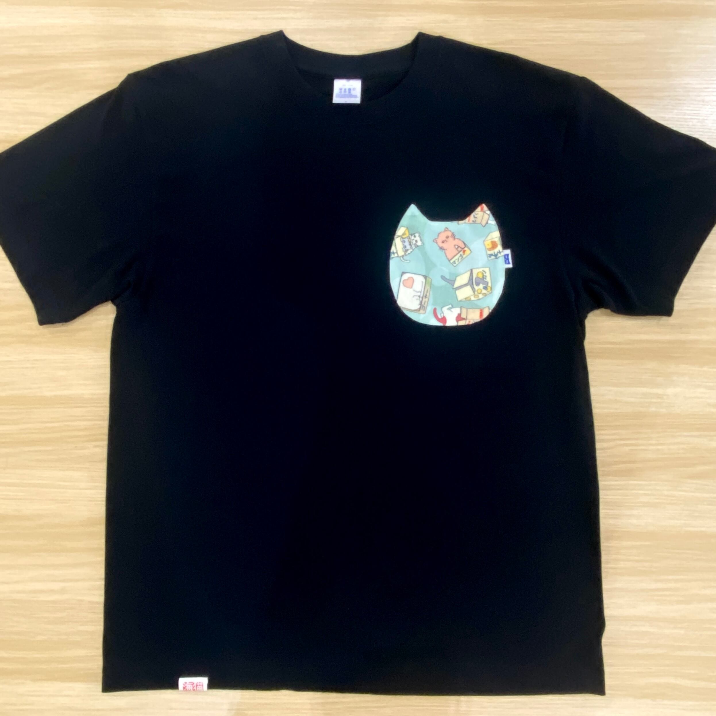 OKINAWA LUCKY CAT(沖縄招き猫)』Tシャツ(黒猫・黒T) | 海猫商店