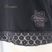 社交ダンス 衣装 トップス Tシャツ ブラック系 チャコット Chacott 日本製 黒 練習 レッスン 伸縮 ストレッチ レース バレエ かわいい ダンス衣装