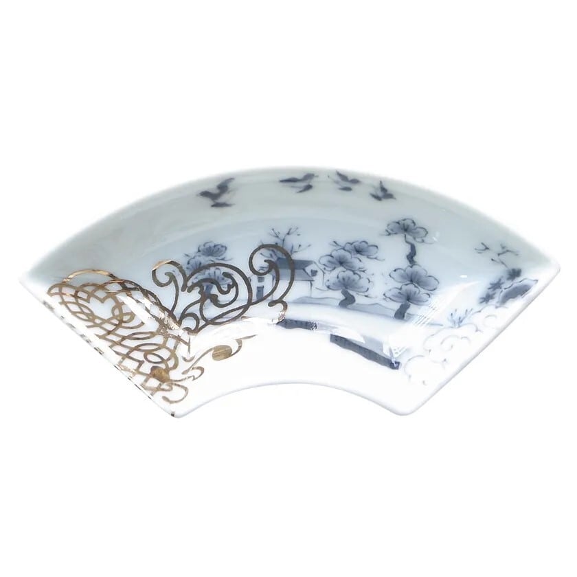 MAME 山水文扇形皿