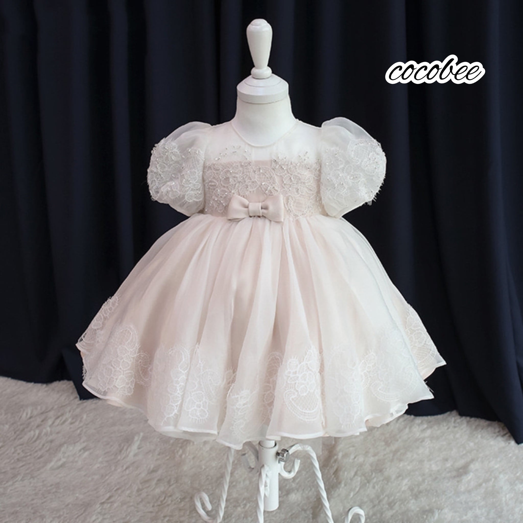 即納】新作再入荷女の子フォーマルドレス華やかビーズ付きふわふわ