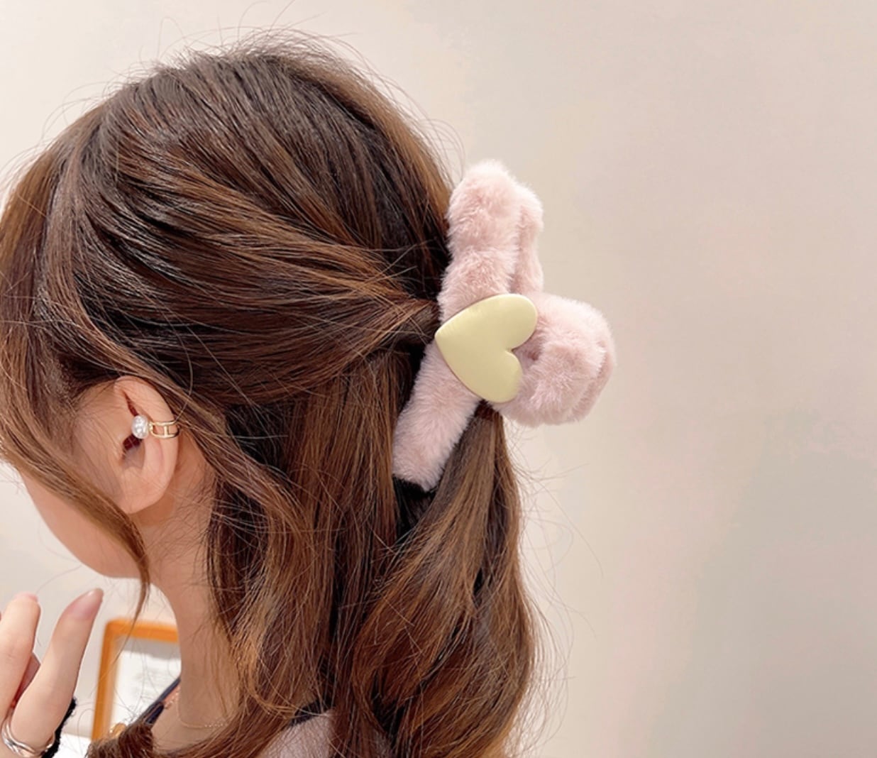 選べる 2個セット ファー ヘアクリップ ヘアスタイル ヘアアクセサリー ハート 選べる 5カラー ガーリー レトロ ラテカラー アレンジ かわいい Lamitte Deco トレンド 韓国ファッション ショップ Base店